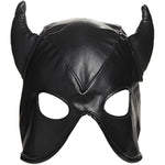 Sex Bondage Hood With Horns. Bdsm Mask And Sexy Fetish Cosplay Fantasy Costume For Women, Men & Adult Couples. Machine Washable, Vegan Leather, Black, One Size Fits Most