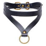 Bondage Baddie Black And Gold Collar With O-Ring,Ag724