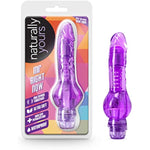 Mr. Right Now - Petite 6.5 Inch Curved Vibrating Dildo - Powerful Tunable - Soft 1" Slim Shaft - Ipx7 Waterproof For Bath Time Play - Beginners Sex Toy For Women - Clear Purple