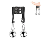 Cock Ring Male Metal Ball Stretching Weights Adult Bdsm Ball Scrotum Pendant Stretcher Leather Penis Rings Chastity Device Sex Toys For Men (25Mm)