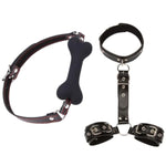 Bdsm Restraints Kit Dog Bone Mouth Gag And Sex Handcuffs Collar Neck To Wrist Bondage Gear & Accessories Kit Sex Toy For Lover Couple Slave Sm Game