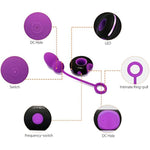 Usb Rechargeable Wireless Remote Control Vibrating Silicone Bullet Egg Led Light 7-Frequency Pleasure Adult Sex Toys Vibe For Women Or Couples (Purple+Black)
