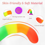 Strap On Dildo Harness Adult Sex Toys, Adjustable Leather Strapon Harness With 7.2" Rainbow Color Silicone Anal Dildo, Detachable Suction Cup Penis For Lesbian, Gay, And Couples Pegging Play