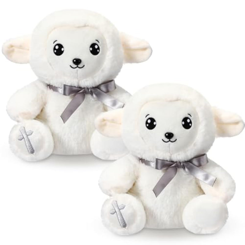 2 Pcs Large Christian Sheep Stuffed Animals For Gifts 9.84 Inch Cute Prayer Sheep Plush With Embroidered Cross Religious Lambs Gifts For Kids Adults Easter Basket Stuff Pray Birthday Christmas