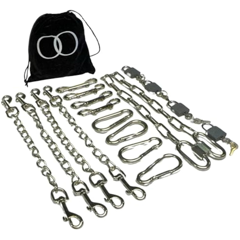Luxury Bdsm Bondage Gear 25 Pcs Hardware Kit Set Of Exclusive Restraint Accessories In Silver, Gold, Or Black With Double O Velvet Pouch (Silver)