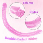 Lover Luxe Double-Ended Dildo Waterproof Jelly Double Dongs Realistic Dildo Penis Cock Anal Butt Plug Massager G-Spot Stimulation Orgasmic Adult Sex Toys For Women Men (Pink, Xl)