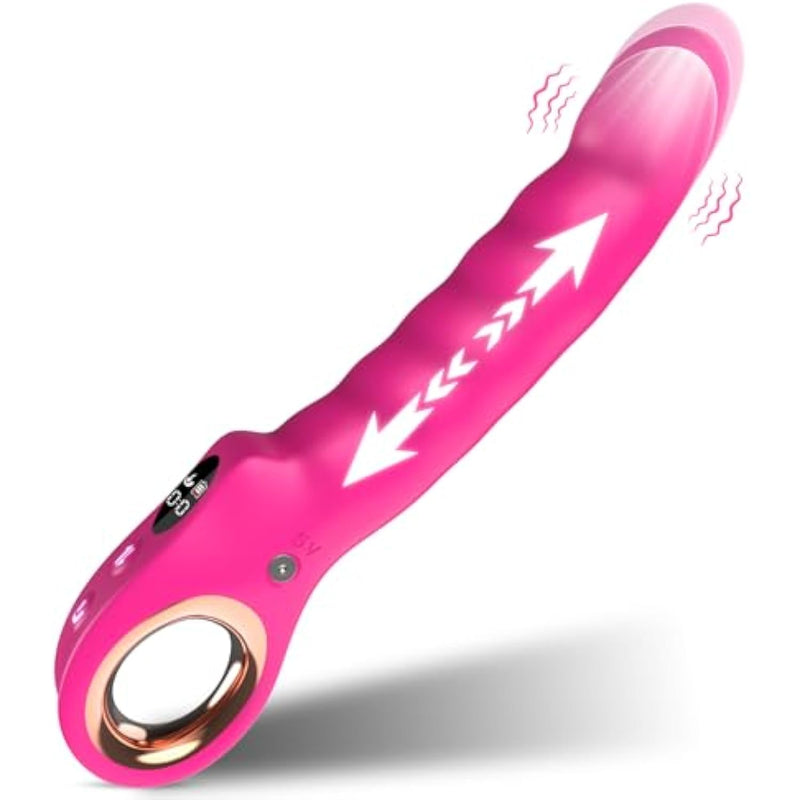 Thrusting Dildo Vibrator Sex Toys, G Spot Clitoral Vibrators Hollow Handle With Powerful 7 Thrusting & 7 Vibrating Modes, Anal Dildo Toys With Lcd Display, Wand Massager Adult Sex Toys For Women
