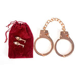 Metal Handcuffs With Two Skull Keys - Prop Toy Handcuffs (Rose Gold)