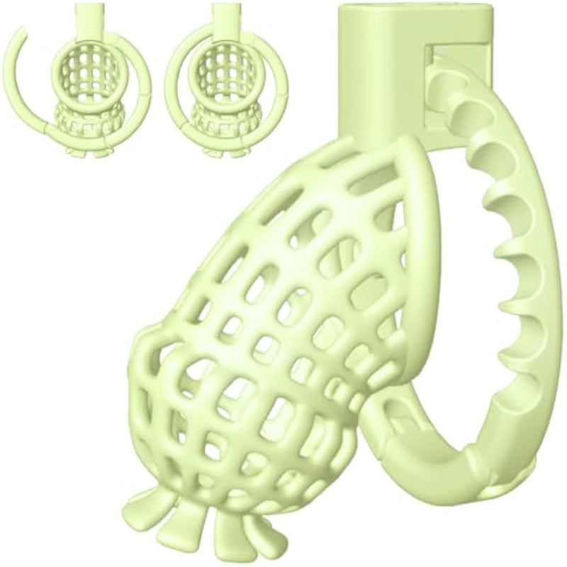 Chastity Cage Device, Lightweight Chastity Deivce Cock Cage With 8 Size Adjustable Ring 3D Plastic Male Penis Chasity Cage Bondage Sex Toys For Men, Green