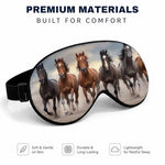 Silk Sleeping Eye Mask for Men Women Running Horses Brown Black Soft Adjustable Night Sleep Mask for Travel, Home, Office