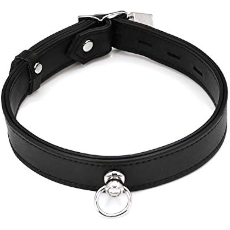 Leather Collar Choker Lockable Leather Collar Black For Men Women