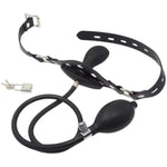 Inflatable Silicone Strap-On Mouth Gag, Bdsm Faux Leather Adjustable Open Mouth Plug Expandable Silicone Gag Bondage For Fetish Lgbt Lover