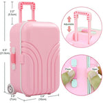 18 Inch Doll Suitcase Travel Luggage Play Accessories, Doll Clothes Accessories Carrier Storage Set, Case, Hat, Sunglasses, Camera, Pillow, Toy Pet