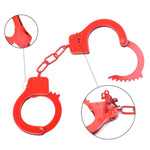 Handcuffs Double Lock Steel Police Edition Professional Grade Handcuffs,Hand Cuffs Cop With Keys (Red)