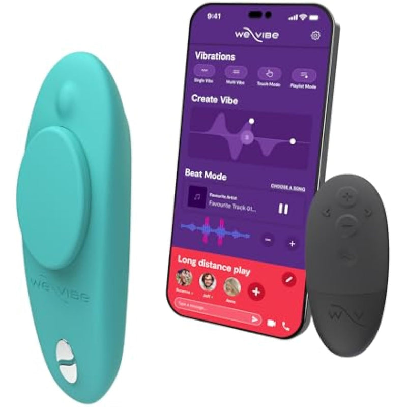 Moxie Wearable Lay On Panty Vibrator | Remote & App Control Vibrating Sex Toy For Couples | Clitoral Stimulator With 10 Intensity Levels | Adult Sexual Pleasure Tools | Waterproof | Aqua