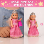 Princess Dolls Playset – 6 Mini Princess Dolls With Colorful Gowns, Crowns & Jewelry – Fantasy Role Play Set For Kids With Elegant Dresses, Accessories & Royal-Themed Box – Gift For Ages 3+