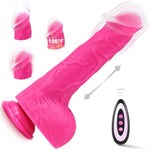 Thrusting Dildo Vibrator, Dual Density Thrusting Dildos, Realistic Heating Thrusting Vibrator, Women Remote Consoladores Sex Toys, With Suction Cup