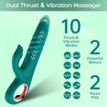 Thrusting Vibrator Dildo Sex Toys For Women- Realistic Dildos G Spot Anal Stimulation With 10 Powerful Vibration 10 Thrust Modes, Rabbit Vibrators Adult Toys For Women And Couple, Green