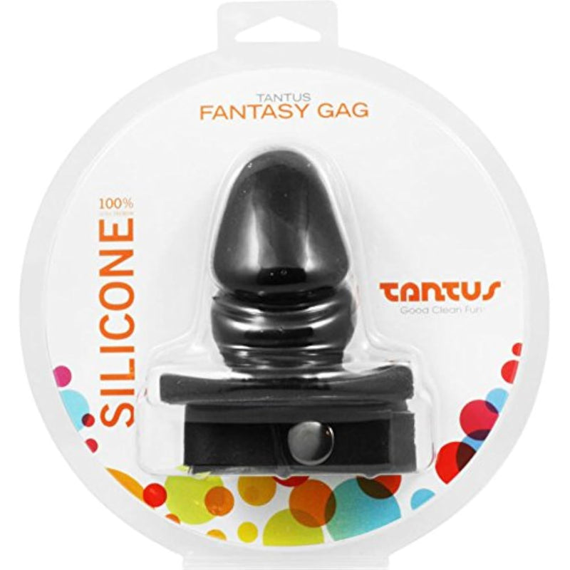 Adjustable Leather Strap Fantasy Gag for Oral Bondage Play with Removable Silicone Mouthpiece