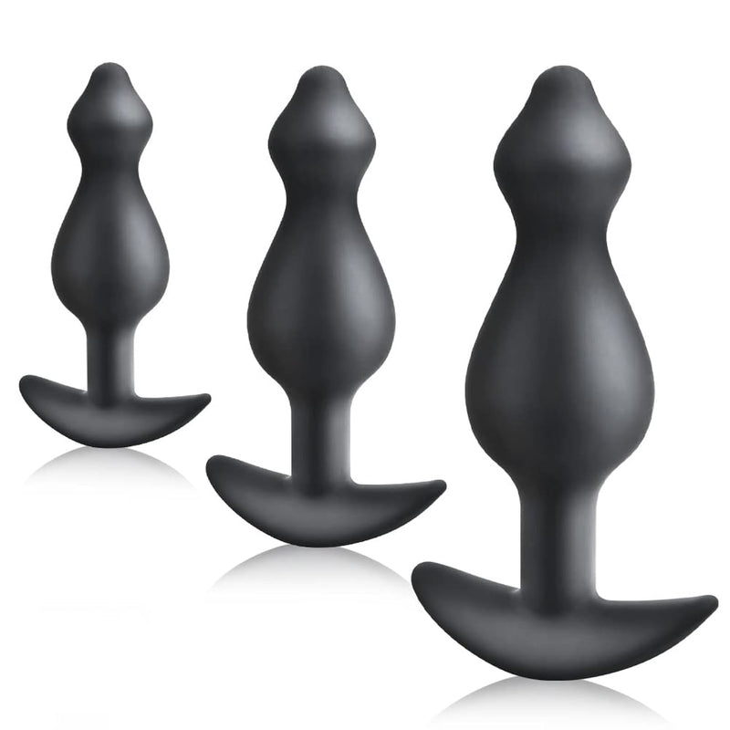 Silicone Anal Butt Plug Training Kit 3 Pcs Set Anal Trainer With Enlarged Base Anal Adult Sex Toy For Male Female Couple Play