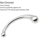 Stainless Steel Curved Dual Ended Dildo, G-Spot P-Spot Stimulator For Anal Play Prostate Massage (Metal Silver)