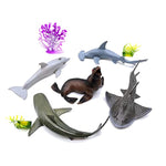Ocean Sea Marine Animal Figures Model Figurine Shark Turtle Walrus Dolphin Octopus Decoration Playset 10Pcs Gifts Collection Cognitive Toys