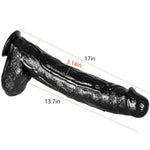 Huge Realistic Black Dildos for Hands-Free Play, 16.5 Inch Length and 3.15 Inch Diameter, Strong Suction Cup Base for Wild Sex Experience