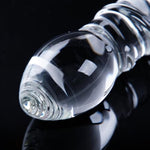 9.5" Glass Double-Ended Clear Dildo, Pleasure Wand With Ribbed And Dotted Texture, Crystal Curved Dual-Headed Transparent Dildo, G-Spot And Prostate Massager Anal Plug, Dual Toy For Men And Women