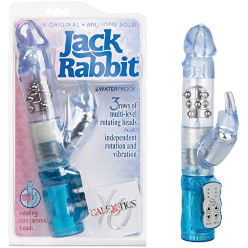 Calexotics Waterproof Jack Rabbit – Rabbit Vibrator With Rotating Shaft – Vibe Sex Toys For Couples – Adult Clitoral & G Spot Massager – Blue