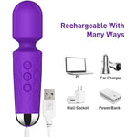 Rechargeable Silicone Wand Vibrator + 16.5 Inch Super Long Realistic Dildo