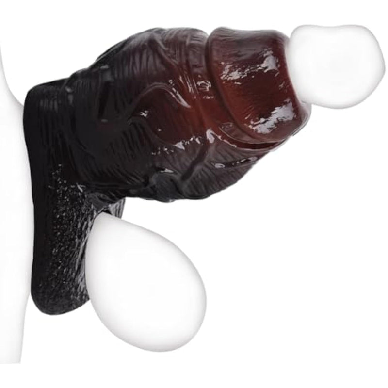 Thicker Wide Hollow Penis Sleeve Cuff,Silicone Soft Men Penis Extender With Cock Ring,Black Elastic Penis Enlarge Prolong Pump, Adult Men Strap On Sex Toy For Couples Fun (L Size)