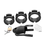 Adult Bdsm Adjustable Black Silicone Cock Cage For Men Chastity Devices Male Chastity Locked Cage Sex Toy For Men Restraints Erection (Full Set (3 Rings), Black)