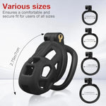 Male Chastity Cage With Elastic Belt & Invisible Lock - 4 Ball Ring Sizes, Ultralight Large Penis Cage For Comfort Fit Long Term Wear(S-70Mm) [Black] - Bdsm Gear, Bondage Sex Toys Accessories For Men