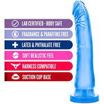 Sweet N Hard 6 - Realistic 8.5 Inch Long Dildo - 2" Thick - Sturdy Strapon Compatible Suction Cup For Hands Free Play - Body Safe - Soft Lifelike Adult For Couples - Clear Blue