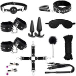 Bdsm Kit Bondage Set, 11 Pcs Sex Kit Bed Restraints Accessories With Adjustable Handcuffs Collar Ankle Cuff Nipple Clamps Anal Plugs For Men Women Couples