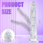 13 Inch Huge Realistic Dildo Clear Anal Adult Toy, Big Long Dildo With Small Glans For G Spot Anal Stimulation, Body-Safe Material Jelly Thin Dildo With Suction Cup, Anal Sex Toys For Men Women Couple