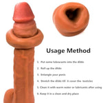 Realistic Silicone Cock Enlarger for Men - Reusable Penis Sleeve with Thickened Testicle Ring
