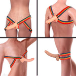 Strap-On Realistic Silicone Dildo, Wearable Sex Harness For Couple Pegging, Women Lesbian Female Masturbation, Sex Fun, 8.7'', (No Vibrations)