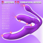 Strapless Strap On Vibrator Dildo For Lesbian- Triple Headed Strapon Dildos With 10 Vibration C-Spot For Women And Couple, Anal Sex Toys Enhance Pleasure With Remote Control Adult Toy & Game