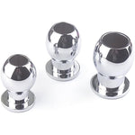 Metal Smooth Hollow Anal Plug With Flared Base Wearable Butt Plug Toy