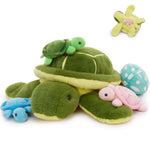 5Pcs Turtle Stuffed Animals With Babies Inside, 17.5 Inch Green Stuffed Turtle Plush Toys Set, Cute Sea Animal Toys Gift For Kids Girls Boys Birthday Christmas