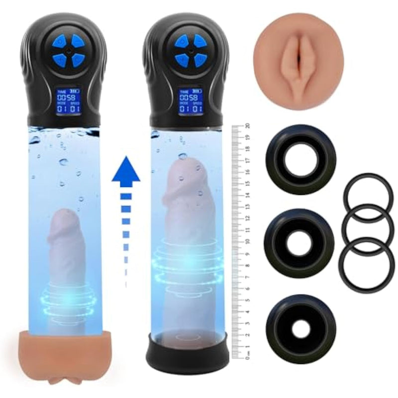 Electric Penis Enlarge Vacuum Pump,Automatic Male Masturbator,6 Suction Modes,1 Penis Pump,1 Vagina Sleeve,3 Penis Ring,3 Silicone Sleeves Of Different Sizes,Usb Rechargeable