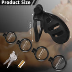 Male Chastity Cage Cock Cage, Lightweight Resin Chastity Cage, 3D Printed Black Bondage Device, Hidden Lock Chastity Device Abstinence, With 4 Different Sizes Of Removable Movable Rings