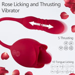 3In1Rose Sex Toys Dildo Vibrator, Adult Toys Female Sex Stimulators With 10 Tongue Licking & 5Thrusting G Spot Vibrators,Anal Sex Toy Clitoral Nipple Stimulation For Women, Man Couples Vibrator