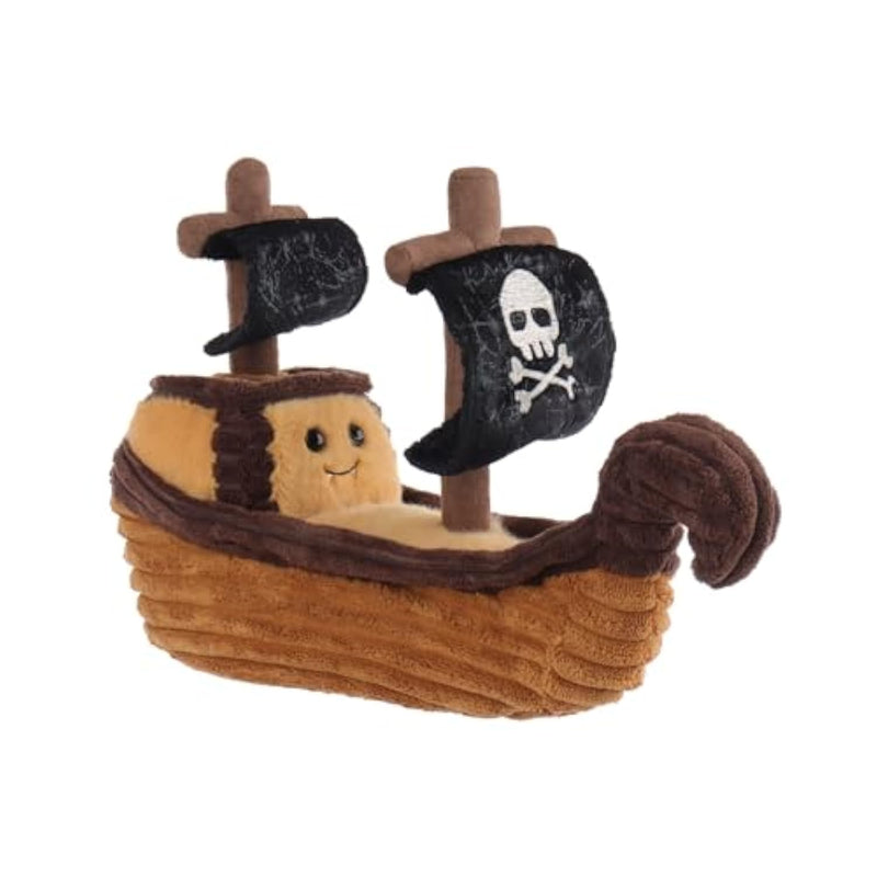 Thrilling Pirate Boat Plush Stuffed Animals For Kids, Soft Cute Plush Toys For Baby Girl And Boy, Fluffy Thrilling Pirate Boat Brown 11.5 Inches