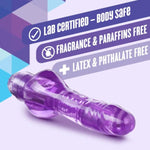 Mr. Right Now - Petite 6.5 Inch Curved Vibrating Dildo - Powerful Tunable - Soft 1" Slim Shaft - Ipx7 Waterproof For Bath Time Play - Beginners Sex Toy For Women - Clear Purple