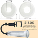 2-Piece Premium Silicone Penis Pump Sleeve Male Sex Toys, 2 Sizes, Fits 2.59-Inch Cylindrical Penis, Stretchy, Soft, Comfortable, Durable Silicone Vacuum-Sealed Ring Penis Enlarger Accessory (White)