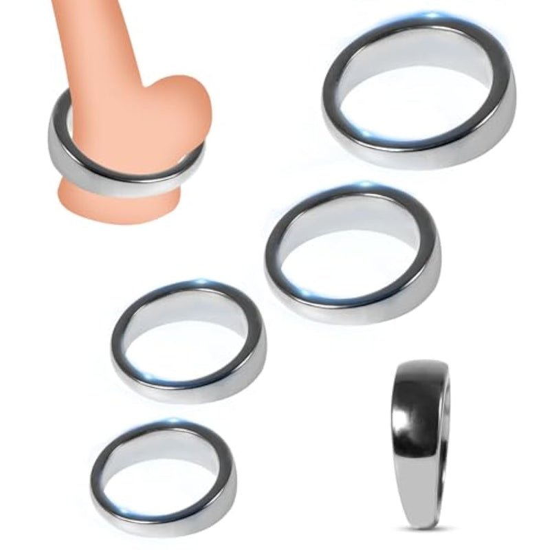 Cock Ring For Men Stainless Steel Penis Rings In 4 Sizes, Metal Scrotal Dick Pendant Cockring Adult Sex Toys Chastity Bondage Devices For Mens, Couples (45Mm)