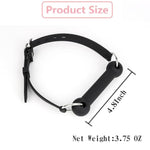 Black Leather Ball Mouth Plug with Adjustable Silicone Gag for Bondage and Role-Playing