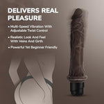 Realistic 9.5 Inch Flexible Multispeed TwistBase Vibrating Dildo for Clitoral GSpot & Anal Play